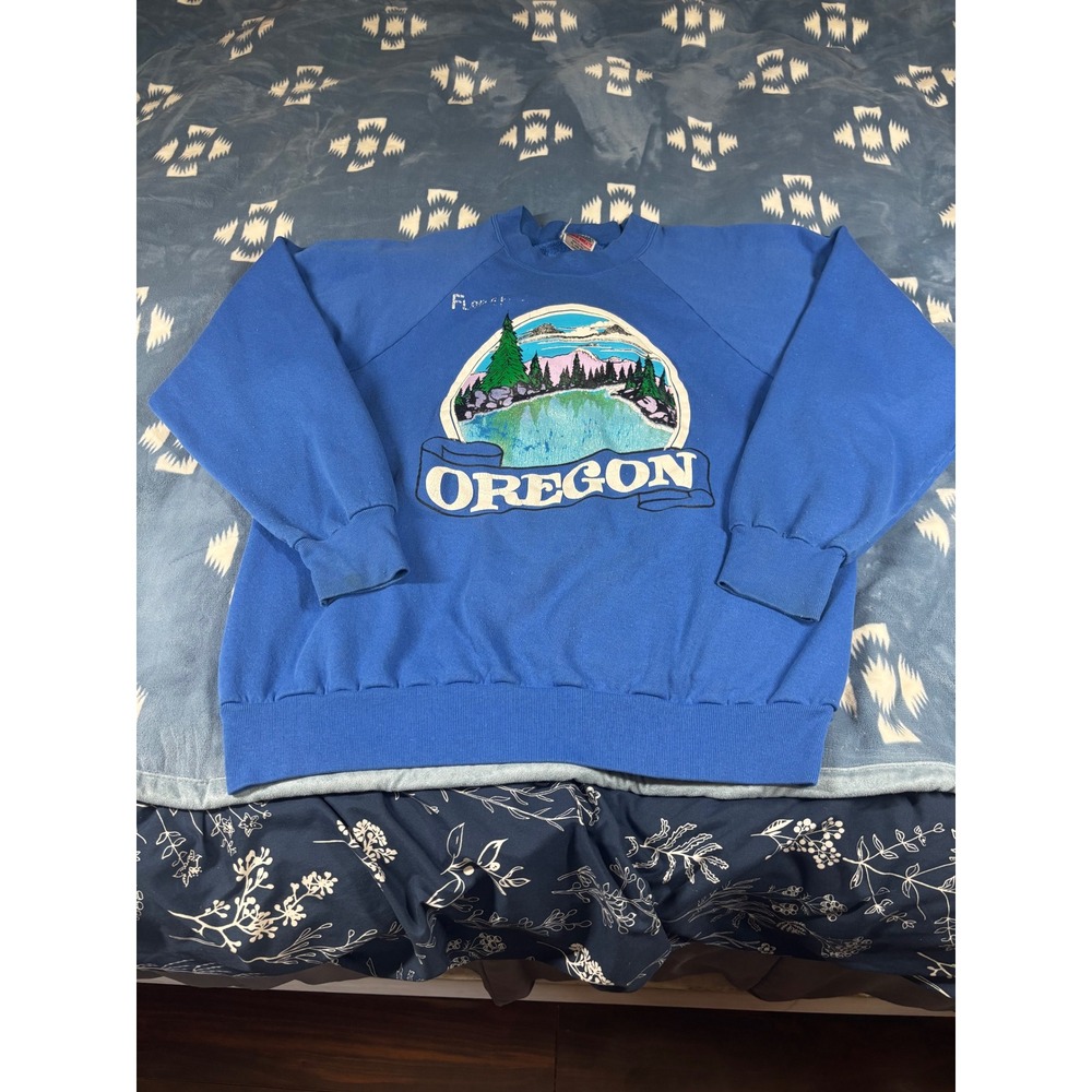 Vintage Oneita Power-Sweats Oregon Graphic Sweatshirt Blue Mens XL USA Made